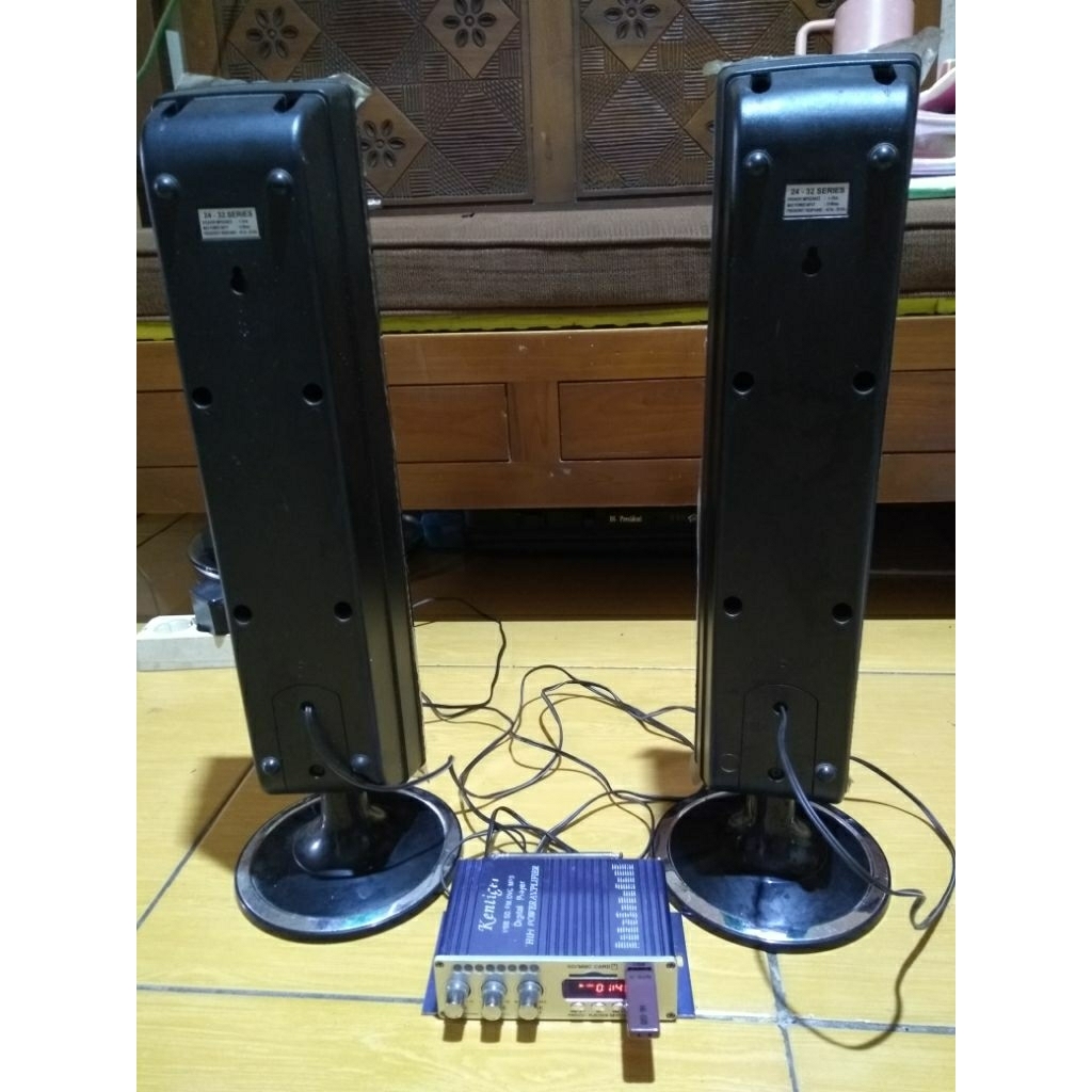 MINI AMPLIFIER DAN SPEAKER COPOTAN TV POLYTRON, BELUM BLUETOOTH