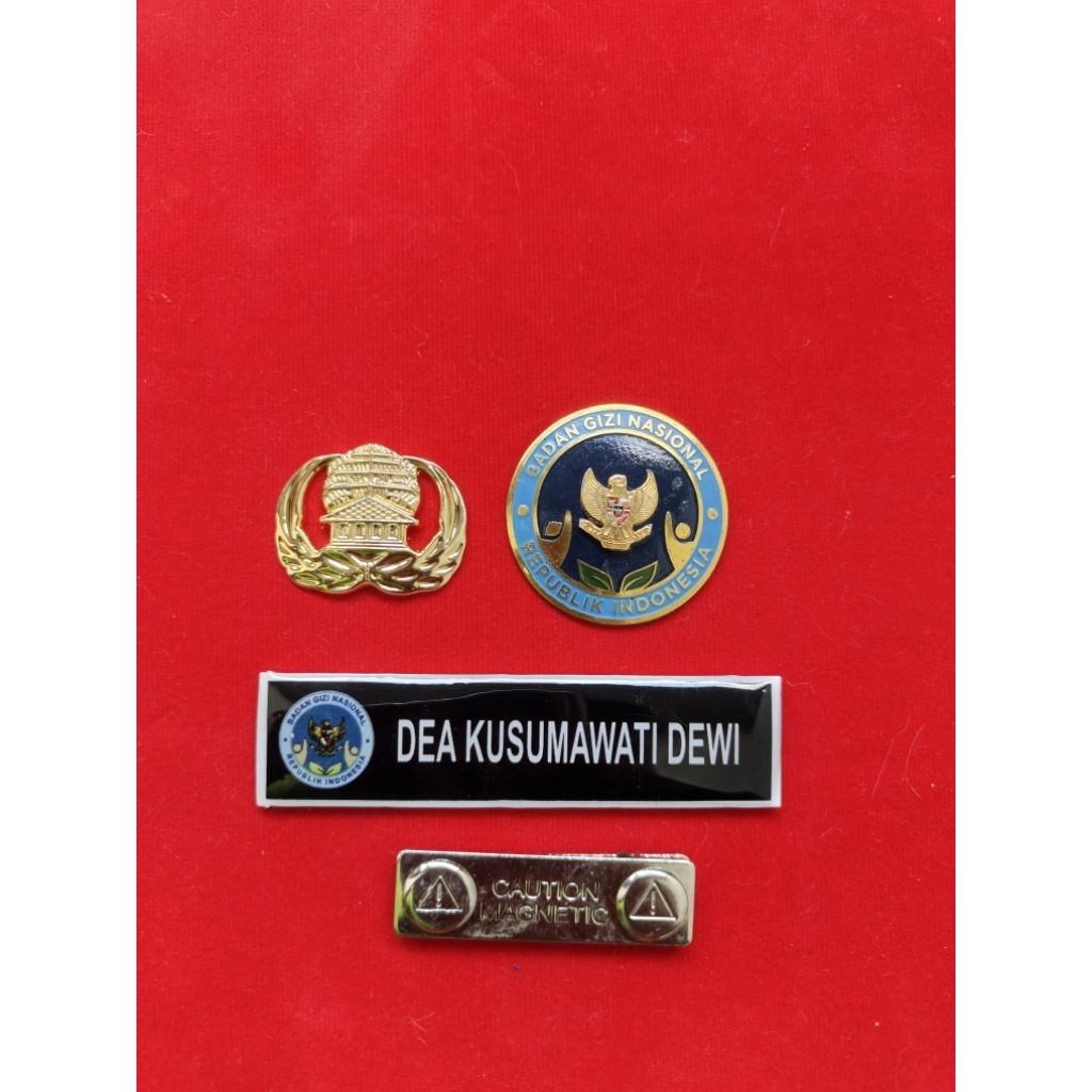 name tag logo BGN + Pin Korpri + Pin BGN Timbul