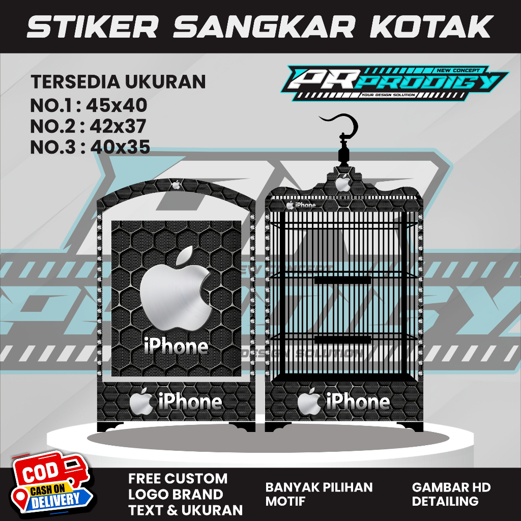 Stiker Decal APPLE CARBON / Sangkar Burung Koper/ Sangkar Kipas / Sangkar Kosan