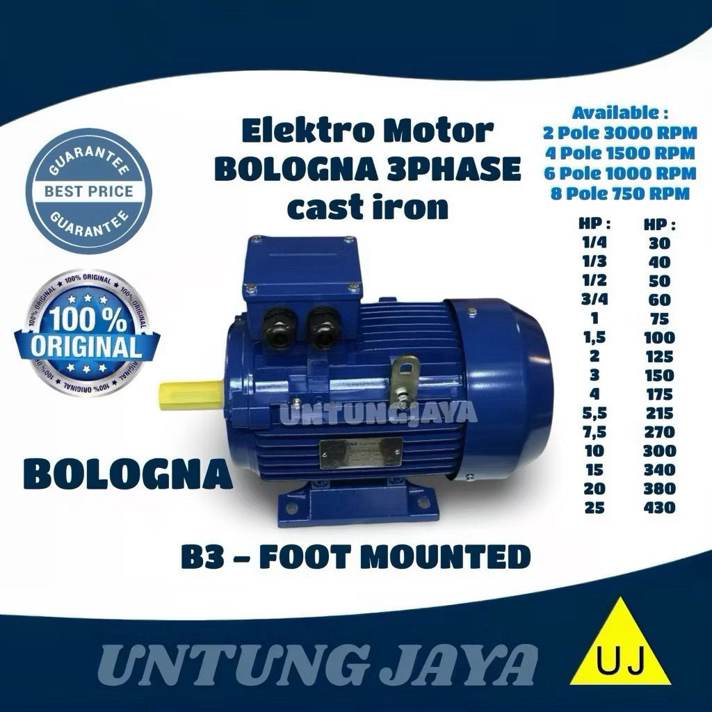 DINAMO ELEKTRO MOTOR BOLOGNA 3 PHASE 5,5 HP 4 KW 4 POLE 1500 RPM // ELECTRO MOTOR BOLOGNA 3PHASE 5,5