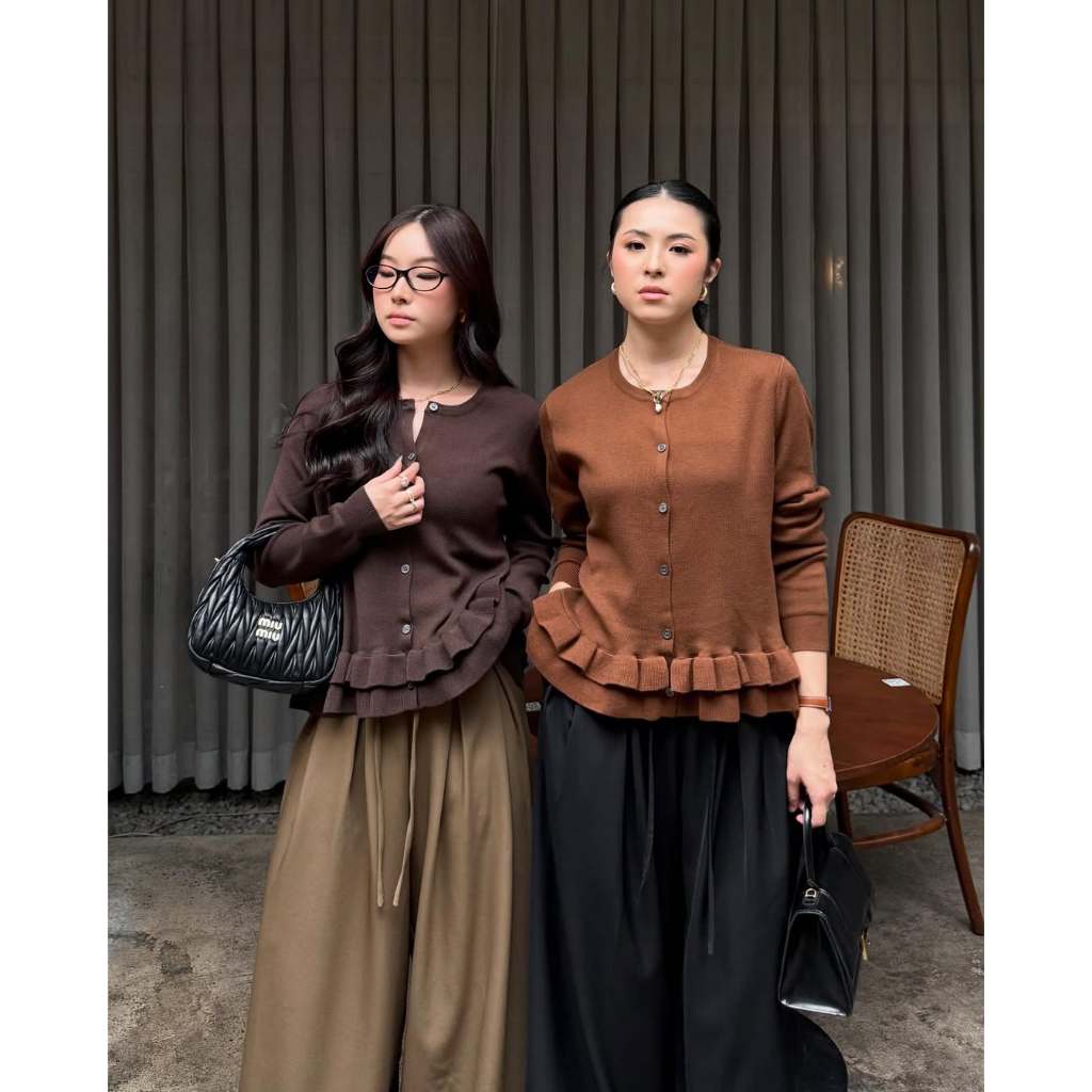 Muji Top - Atasan Knit Wanita Lengan Panjang / Outer Basic Long Sleeve Korean Style