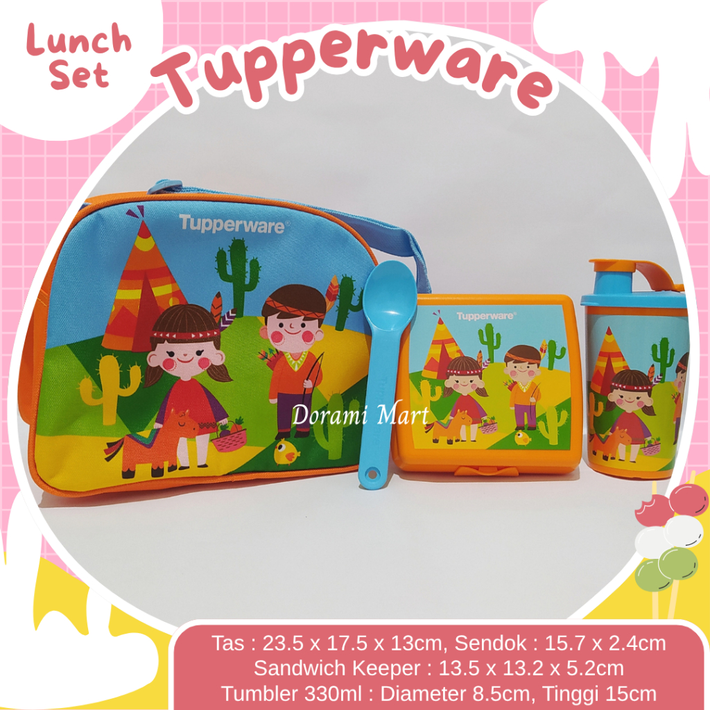 TUPPERWARE Junior Bento Set Kids Lunch Box Set Tas Tempat Bekal Anak Kotak Makan Sandwich Keeper Tum