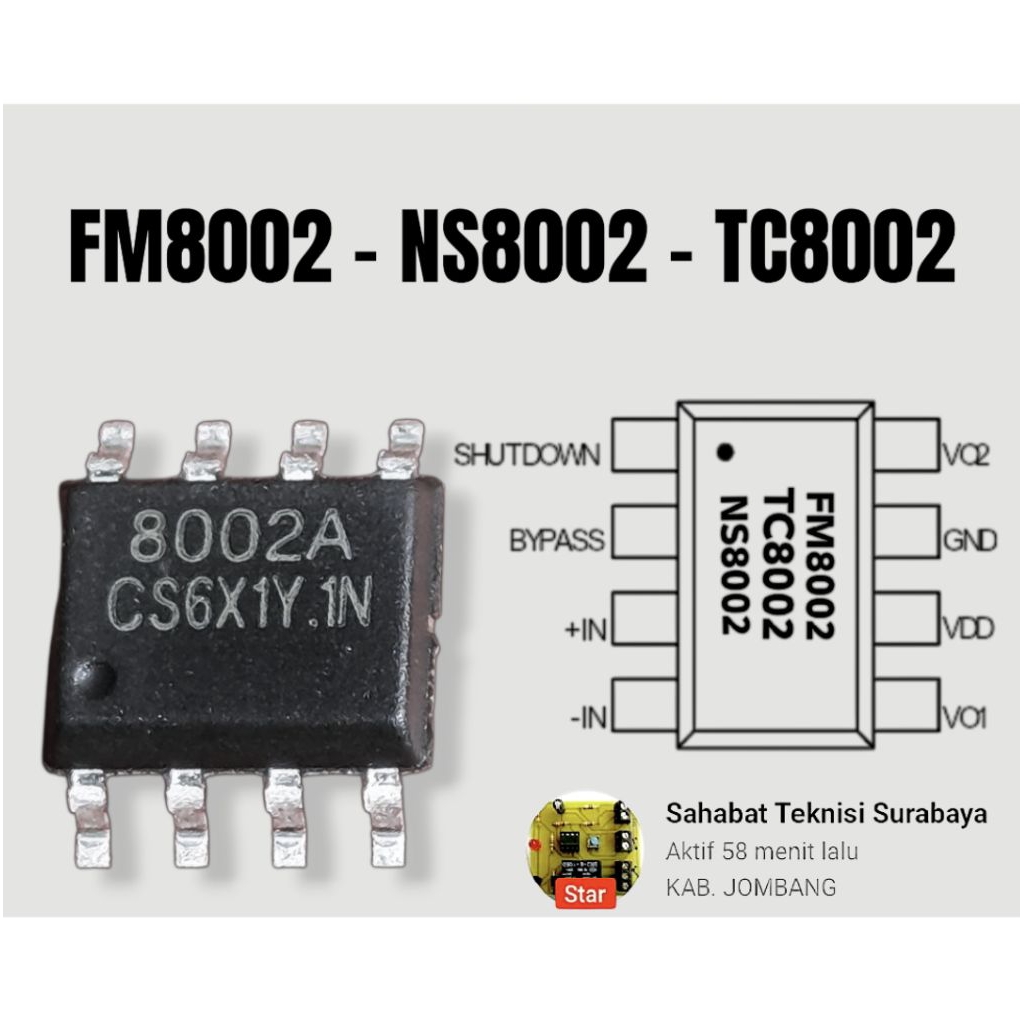 @4pcs ic audio FM8002A | NS8002A | TC8002 Sop-8 mono
