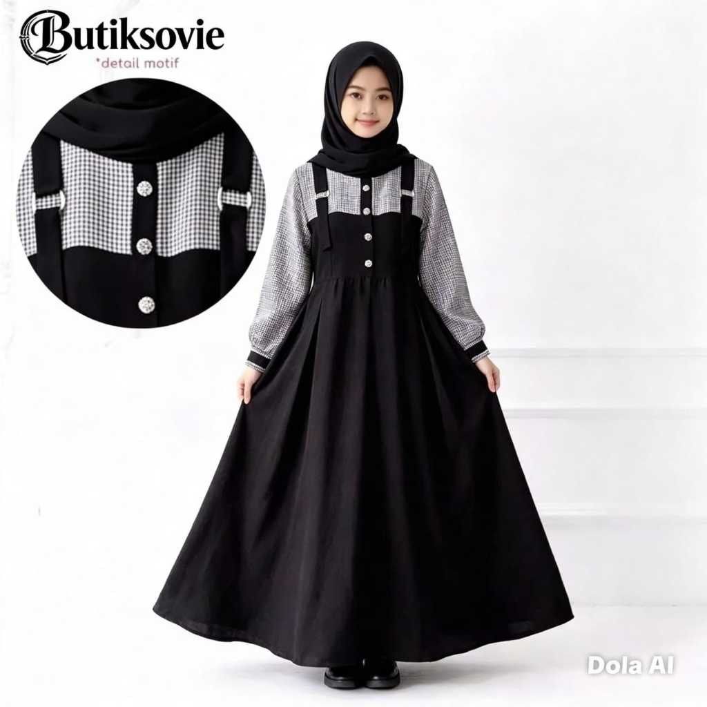 Baju Muslim Anak Perempuan umur 13-14Tahun Warna Terracotta Gamis Remaja Dress Syari lebaran 2025
