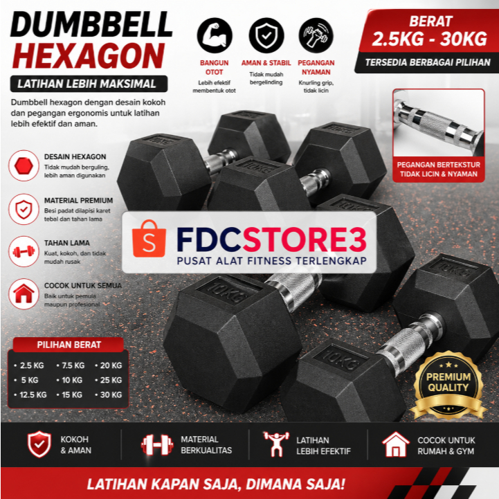 POTENCE HEXAGON 2 DAN 10 Dumbell Dumble barbel hexagonal 2.5kg-10kg kualitas bagus barbel hexagonal 