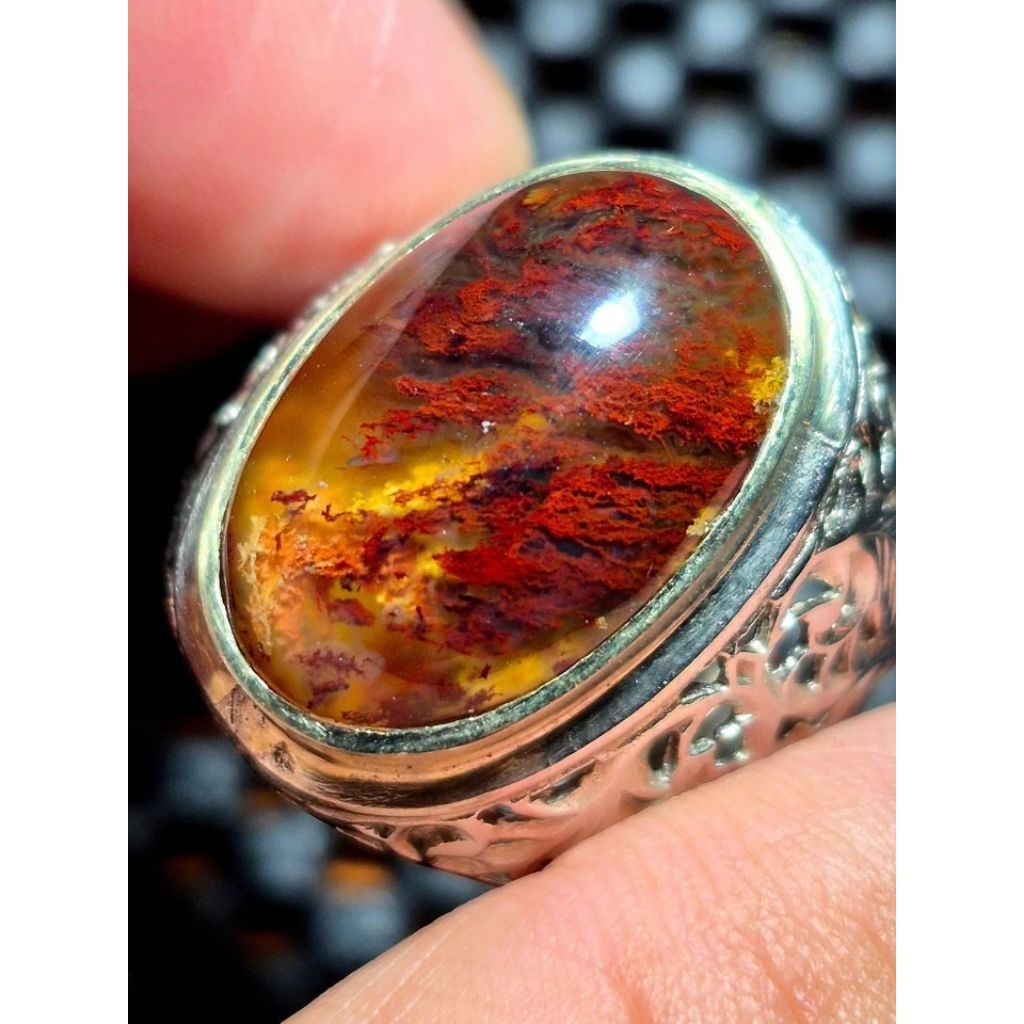 Natural batu akik lumut merah kristal dimensi