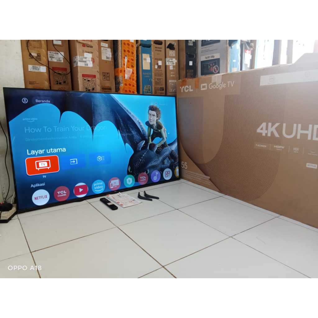 GOOGLE TV LED TCL 55 INC SUDAH 4K KONDISI BEKAS MASIH SEGEL SIAP PAKAI (080)