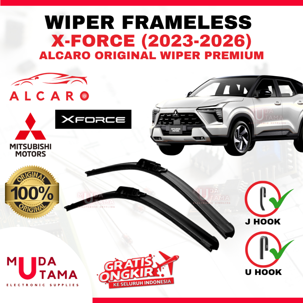 Wiper Frameless XFORCE 2023 s/d 2026 Original Alcaro - Sapu Kaca XFORCE - Wiper X-FORCE Frameless - 