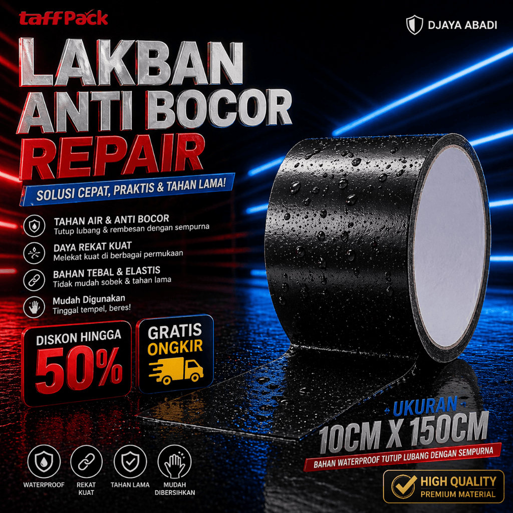 Lakban Anti Bocor Super Kuat - Tahan Air, Daya Rekat Kuat, Mudah Dipotong