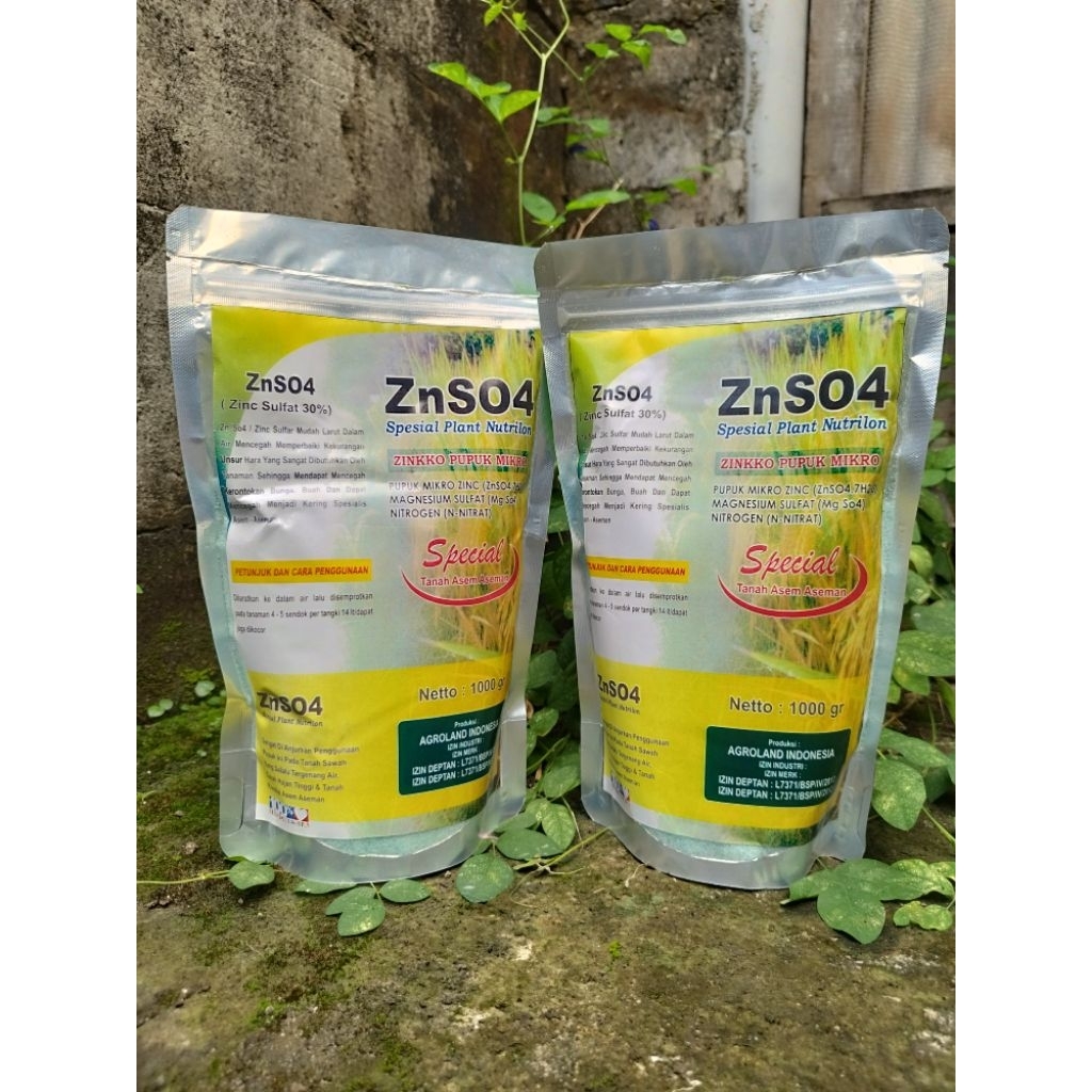 Pupuk ZnSO4 Zinc Sulfat 30% 1Kg Asli – Pupuk Mikro Penyubur Tanaman, Anti Daun Kuning, Booster Buah 