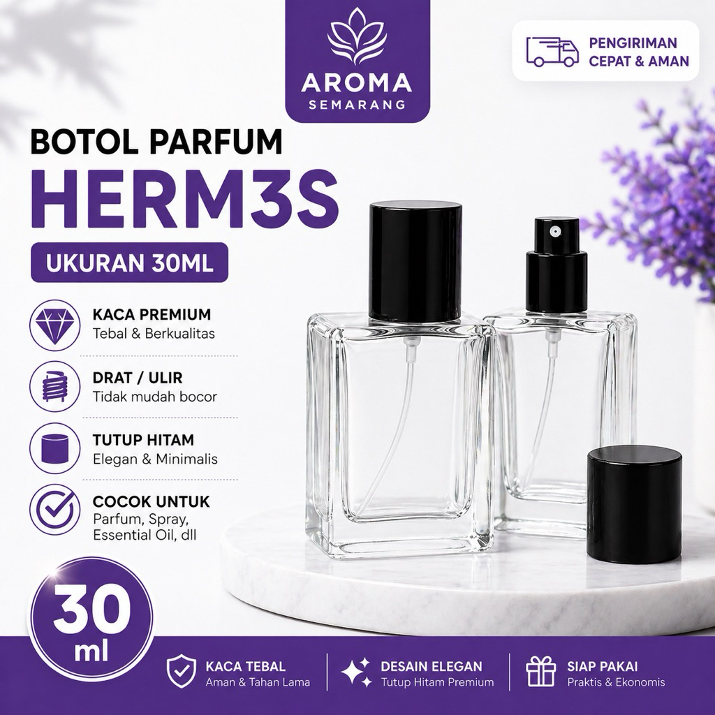 BOTOL HERMSS SPRAY DRAT 30ML / BOTOL KACA PARFUM 30ML / BOTOL SPRAY DRAT 30ML