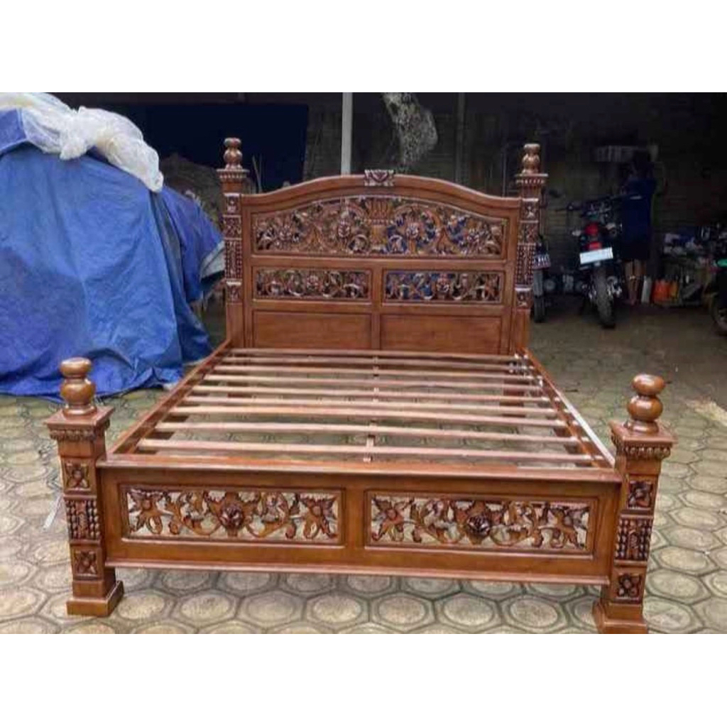 Dipan tempat tidur rahwana jati | Tempat tidur ukir jati | Dipan tidur kayu jati