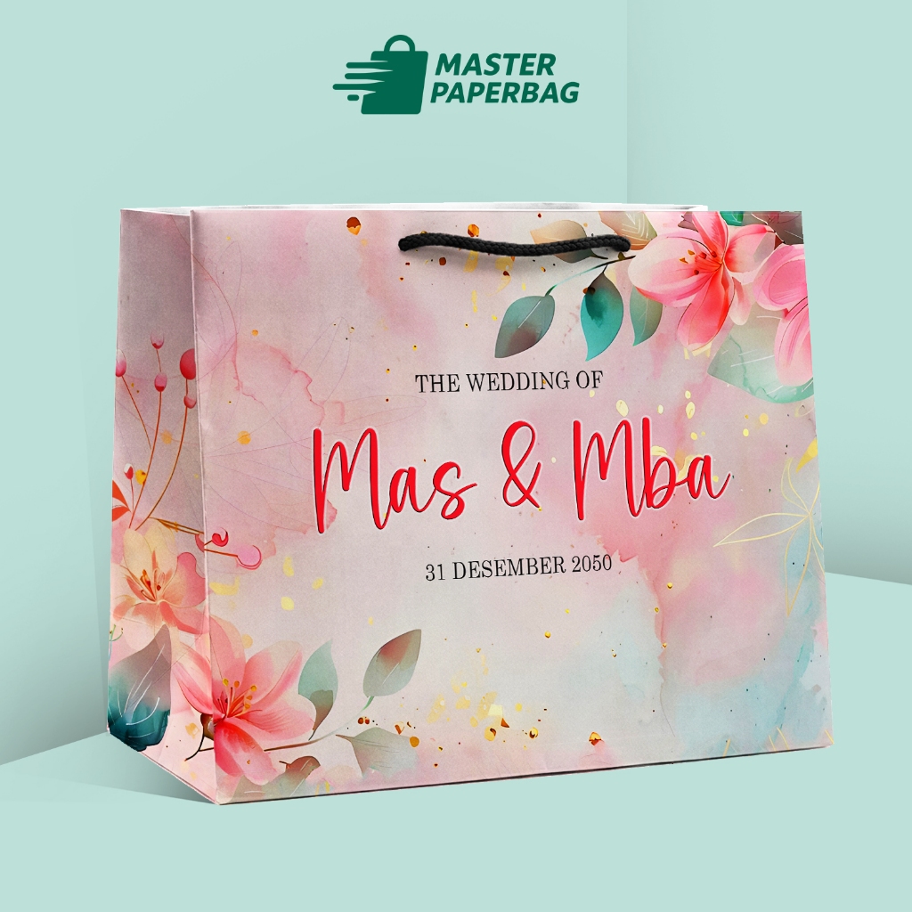 Paper Bag Custom Wedding Bridesmaid Nikah Paperbag - Floral SweetI