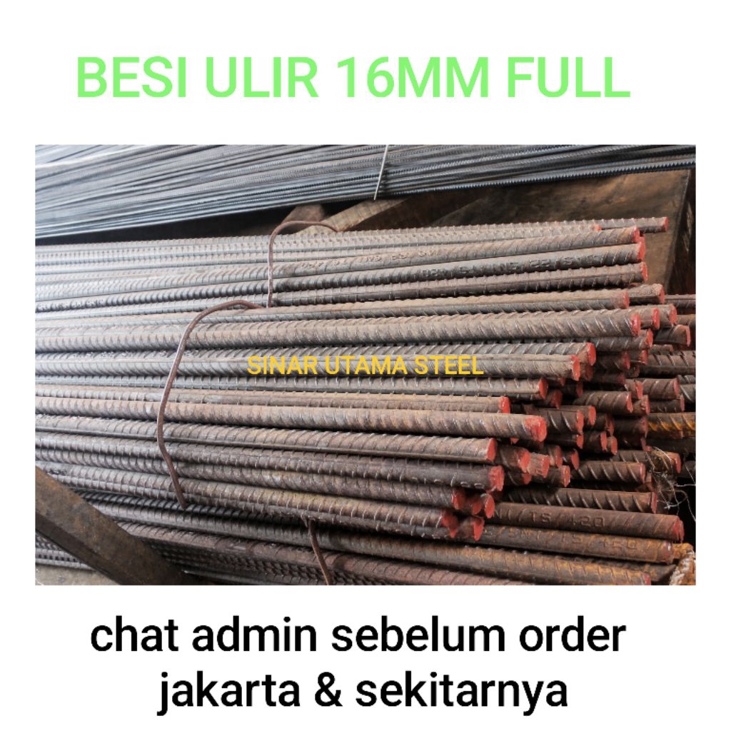 Besi Beton Ulir 16  mm x 12 meter 15,5mm / Besi Beton 16mm ulir x 12 meter 15,5mm