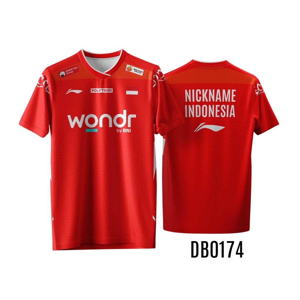 Jersey Badminton INDONESIA THOMAS CUP 2026 Custom Nama Dryfit
