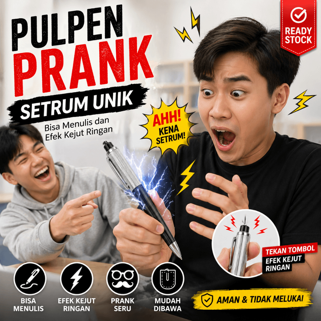 Mainan Setrum Pena Palsu Shocking Pen Permainan Prank Terbaru Setrum Pulpen Prank
