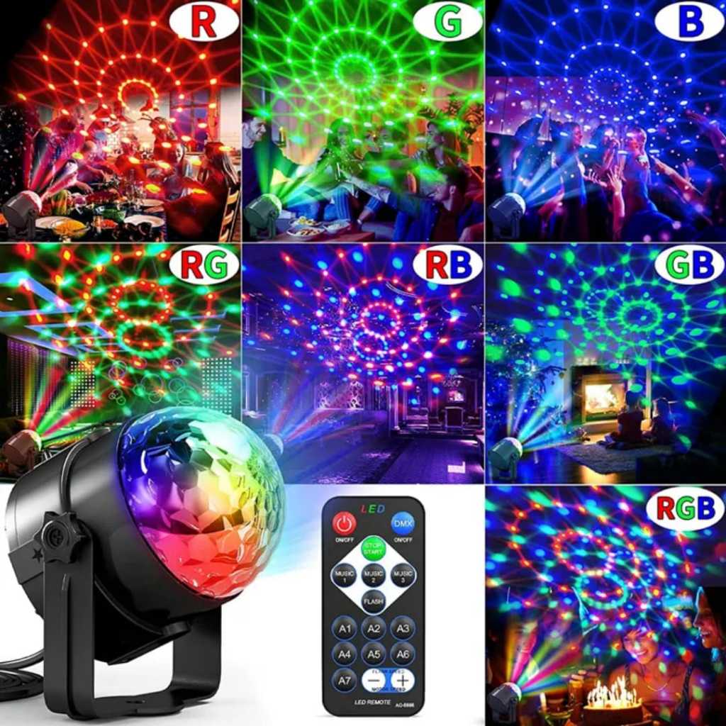 Lampu disco RGB + Remot / LAMPU DISCO HIAS LED RGB KAMAR PUTER BENTUK PANGGUNG PROYEKTOR DENGAN REMO