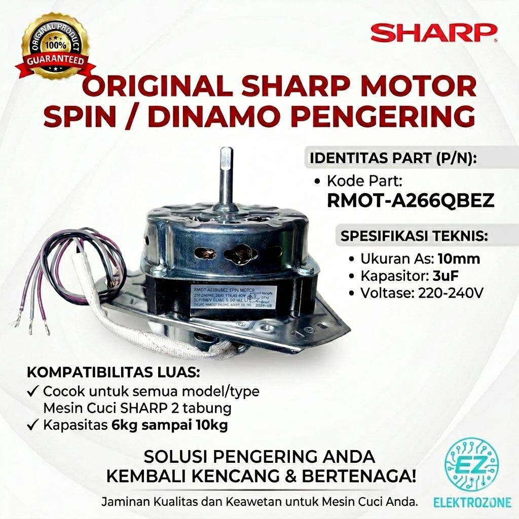ORIGINAL Dinamo Pengering/Motor Spin Mesin Cuci Sharp 6 - 10 kg RMOT A266QBEZ
