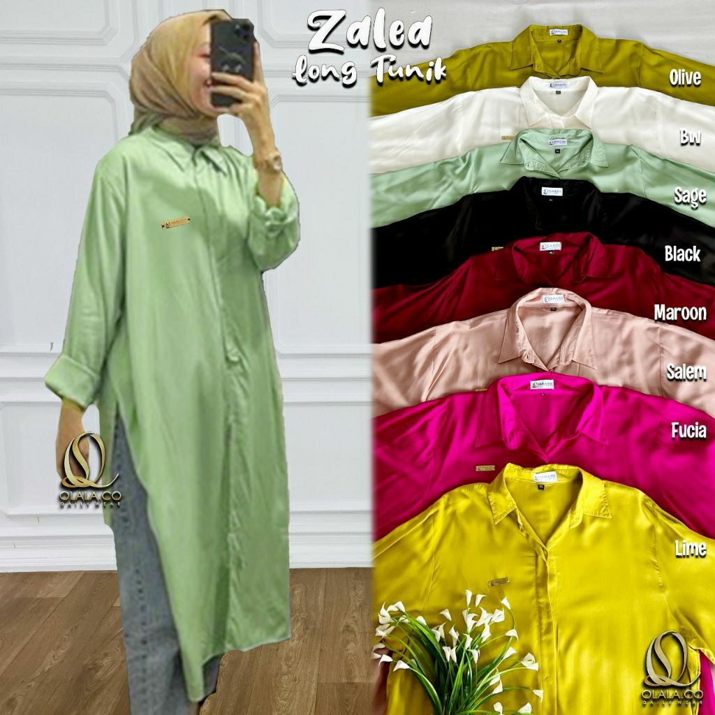 sage green Zaleyia Bahan katun adem JUMBO LD 110-140 / OLALA