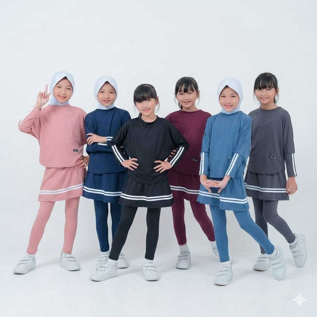 Yasmine Set Setelan Olahraga Anak Perempuan Nyaman Adem Kekinian OUTFIT Sport Senam Jogging Berseped