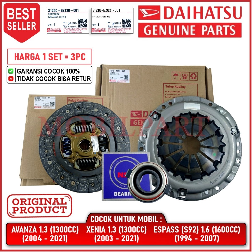 Kampas Kopling Set Avanza 1.3 (1300cc) (2004 – 2011) Daihatsu Original / New Avanza (2012 - 2015) / 