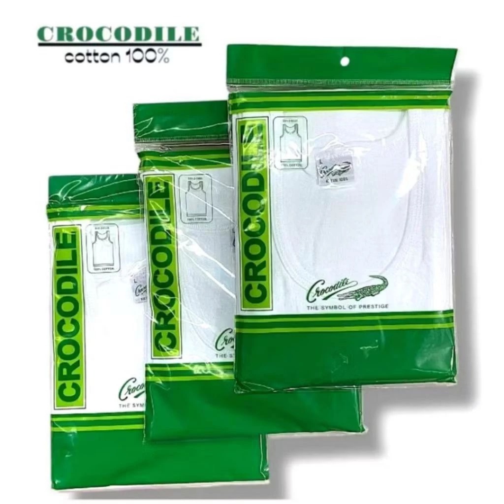 ( 3pcs ) Singlet Pria Crocodile 808 | Kaos Dalam Crocodile Putih | Singlet Crocodile Original 100%