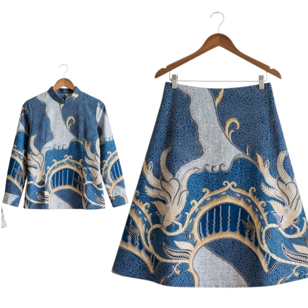 one set rok and blus batik seragam kantor gempita