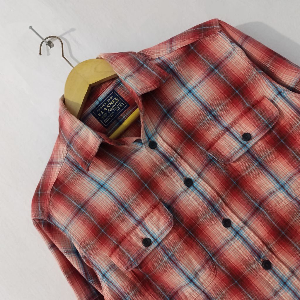 [Flannel Uniqlo] Kemeja Flanel Veterano Long Sleeve Shirt Merah Size S (Fit to M)