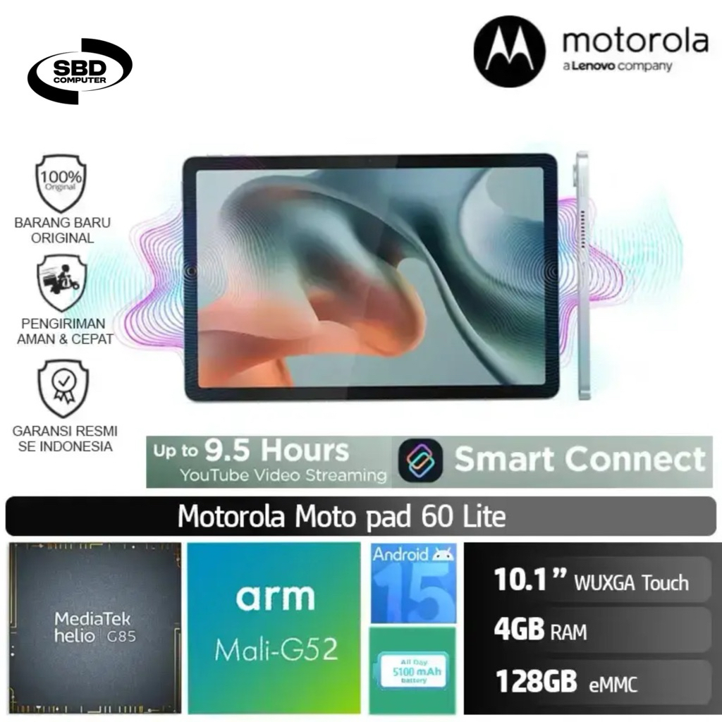MOTOROLA Moto pad 60 Lite Helio G85/4GB/128GB eMMC/10.1" WUXGA IPS/Android 15