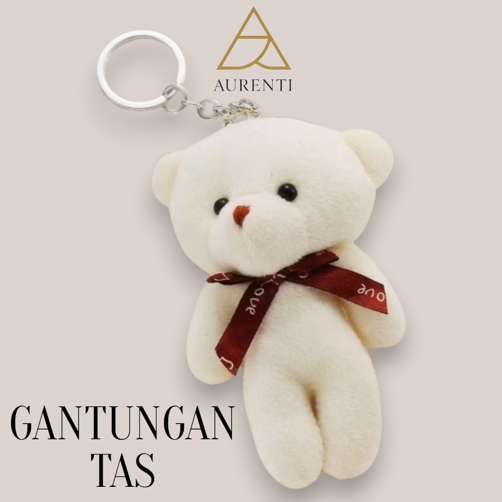 Boneka Kecil Gantungan Tas, Boneka Gantungan Kunci Boneka Beruang Bear Putih Lucu