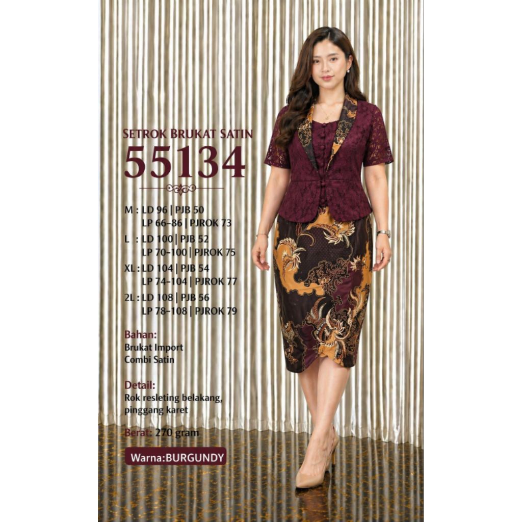 FC 55134 Setelan rok brukat satin
