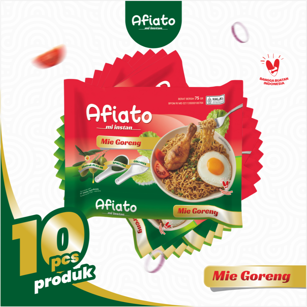 10 Pack Mie Instan Goreng Afiato | Enak Murah Bermanfaat | Mie Enak Kaya Manfaat | Mie dengan Kolage