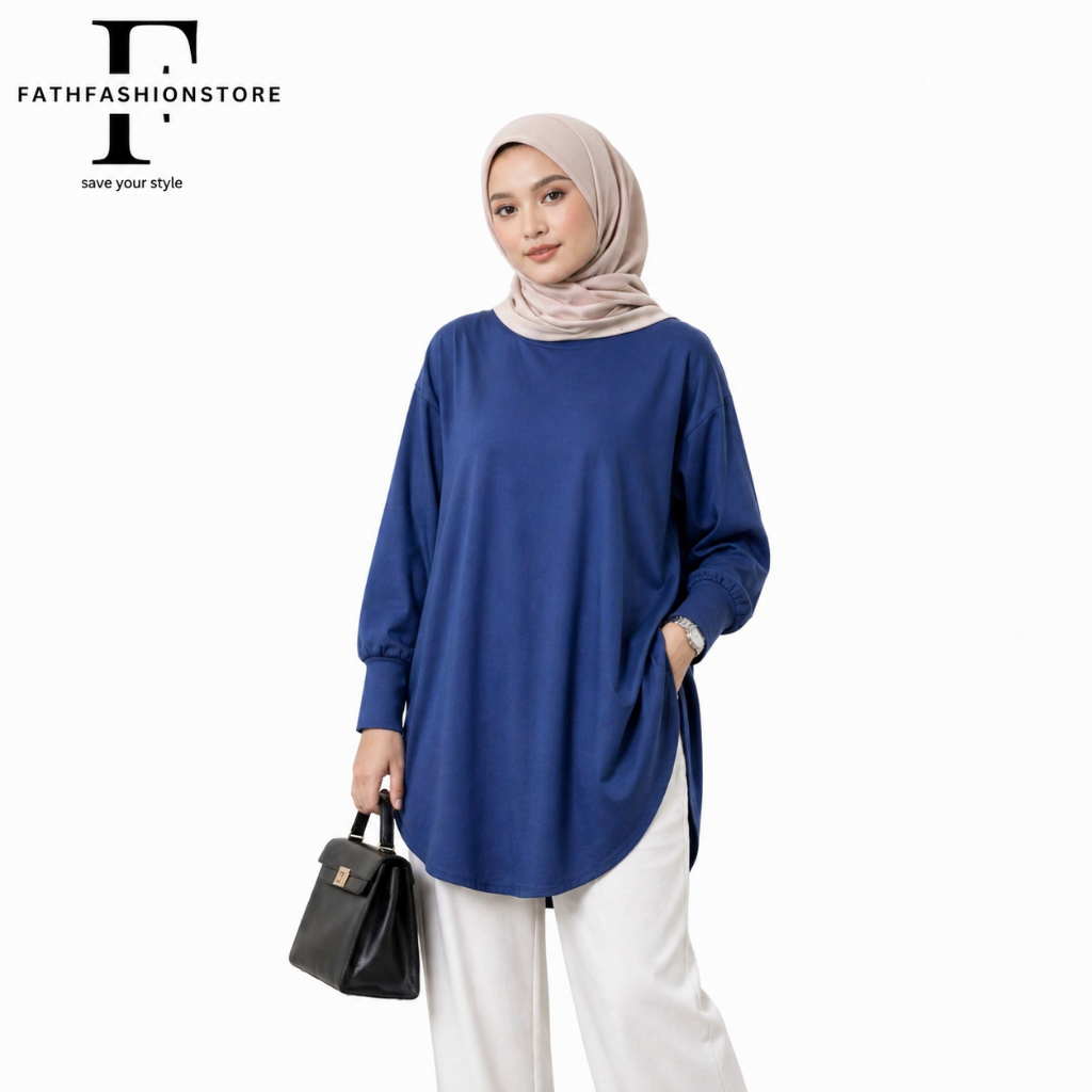 Tunik Wanita Oversize Polos Premium | Kaos Tunik Oval Casual