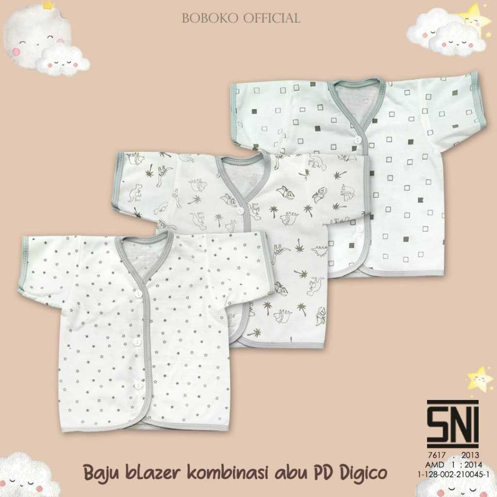 Baju bayi baru lahir kancing depan lengan pendek - baju bayi kancing depan 0-3 bulan
