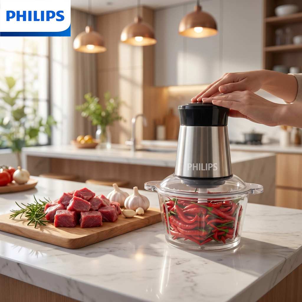 Philips Blender Penggiling Daging Stainless 2L - Multifungsi, Mudah Dibersihkan, Presisi