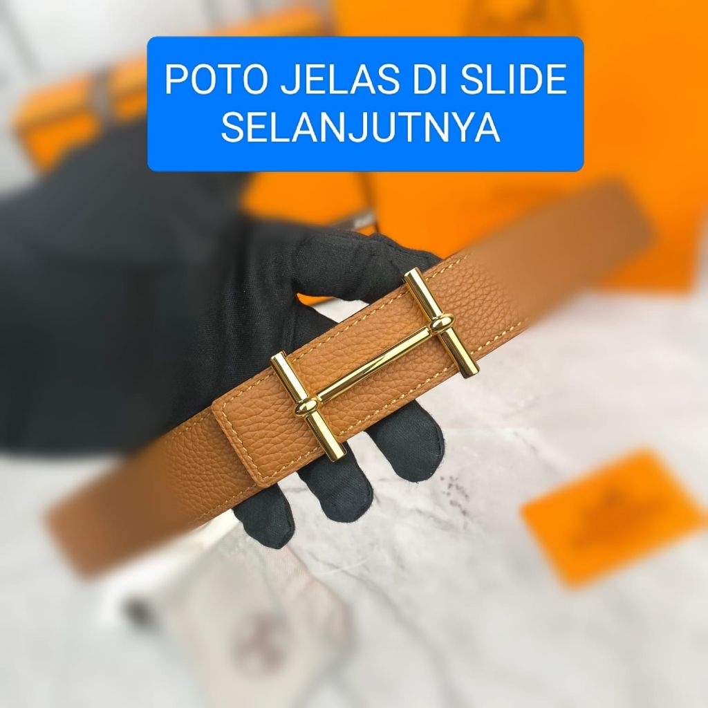 MEN BELT SABUK IKAT PINGGANG BRANDED PRIA H'M 11057 LEATHER 3CM BROWN MIROR