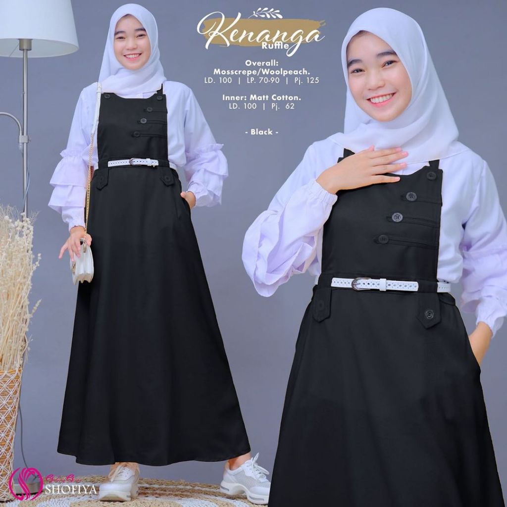 Overall rok kenanga variasi kancing kekinian || gamis remaja wanita muslimah || gamis terbaru
