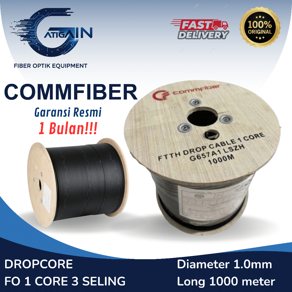 KABEL Dropcore  FO 1 CORE 3 SELING 1000M cable fiber optik 1-2-4 core Kable  Global kable - Netcable