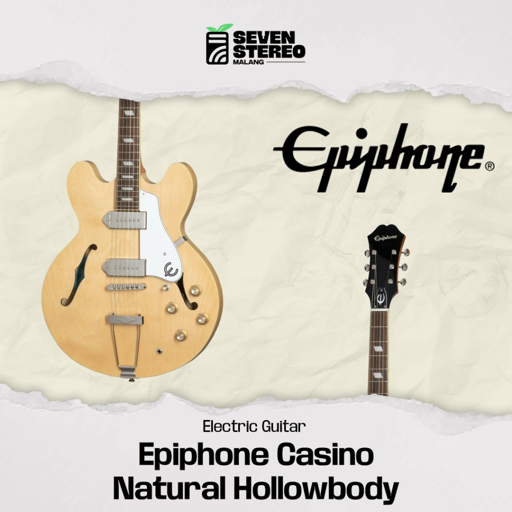Epiphone Original Casino Hollowbody Electric Guitar in Natural W/Gigbag – P90 PRO Hollowbody Natural