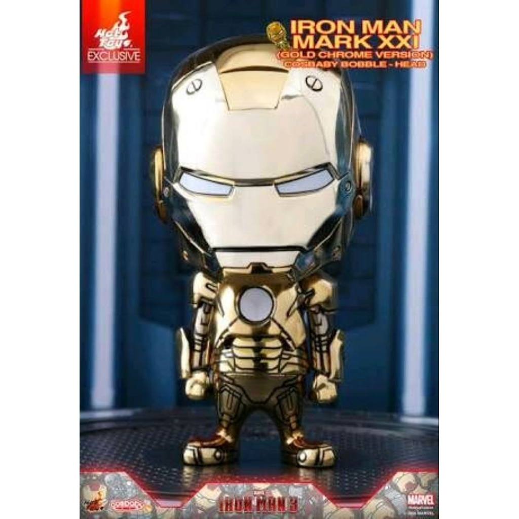 HOT TOYS COSBABY IRON MAN MARK 21/XXI MIDAS GOLD CHROME