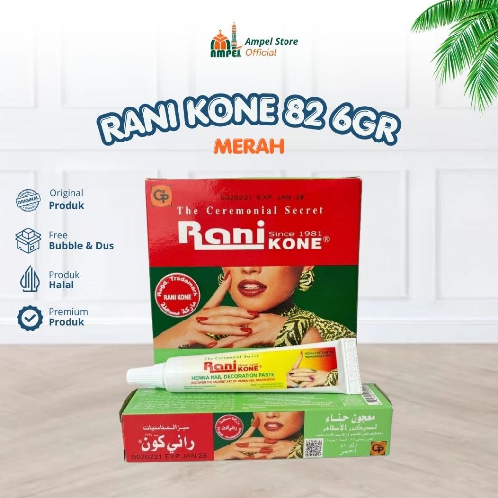 Pacar Kutek Kuku Rani Kone RK 82 6gr Merah Kemerahan Asli Dari India Untuk Kecantikan Wanita