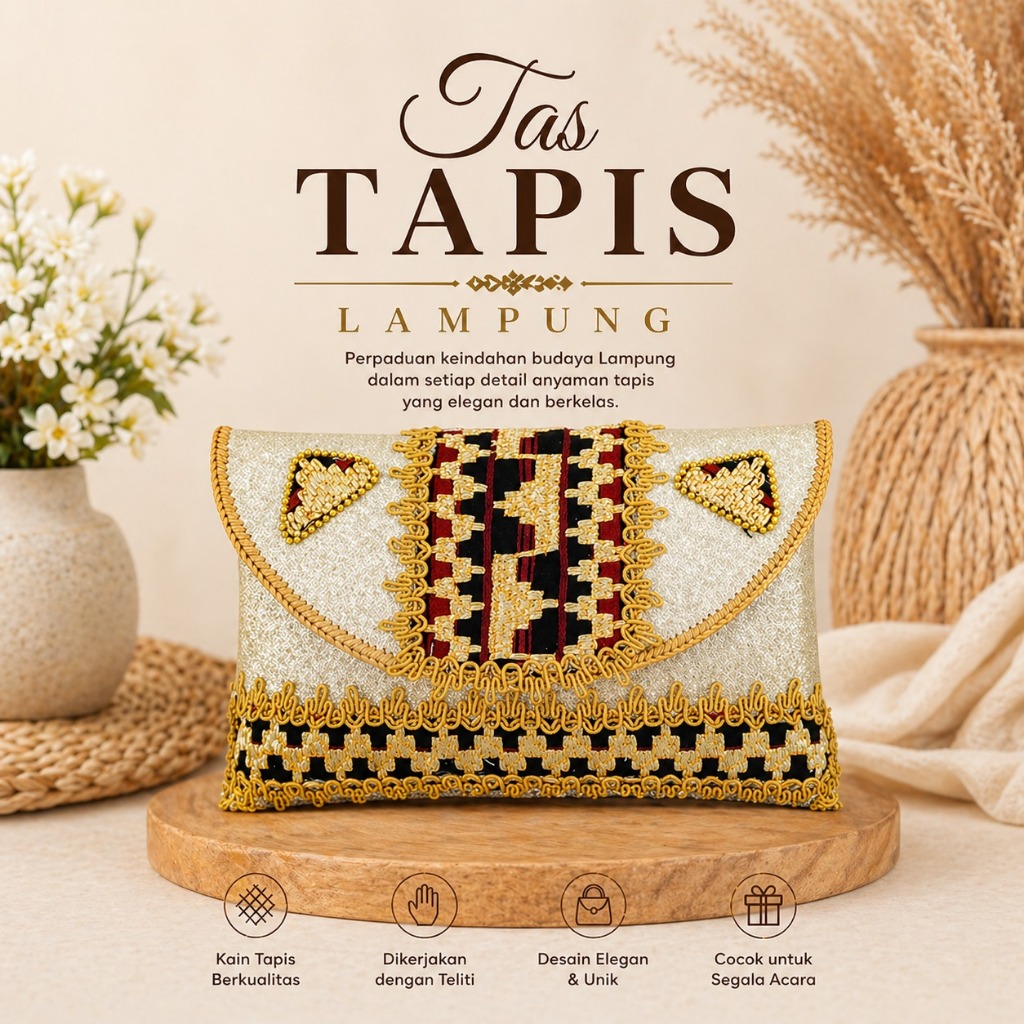 CLUTCH WANITA PESTA TAS SELEMPANG TAPIS KHAS LAMPUNG