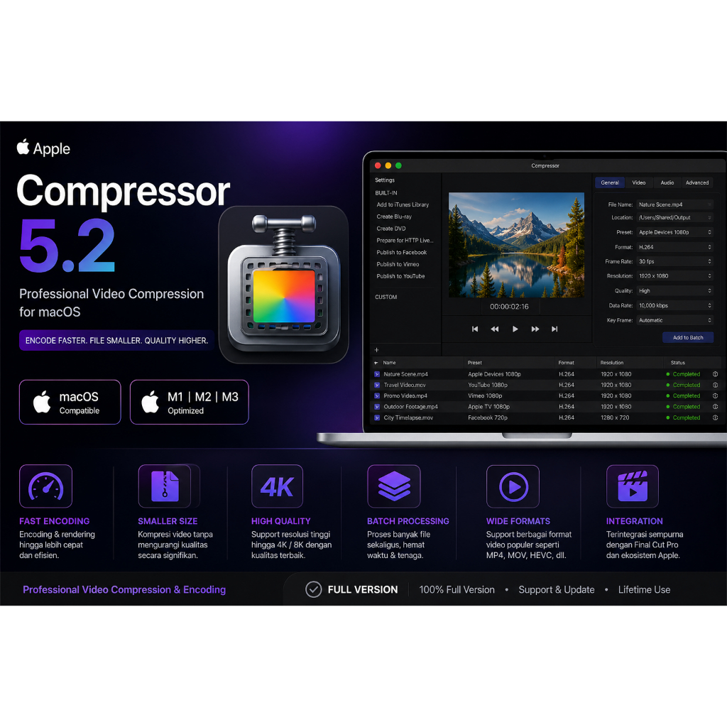 Compressor 5.2 Mac Full Version – Export & Encode Video Cepat Kualitas Tinggi
