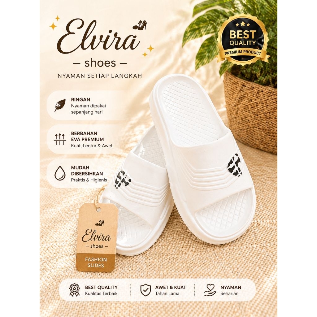Sandal Slip-On Slide Hitam putih polos Remaja Pria Wanita