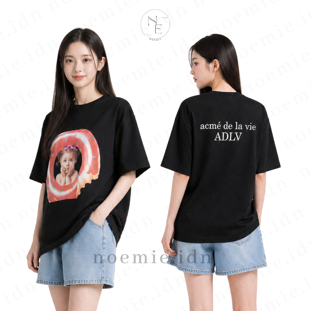ADLV BABY FACE DONUTS TUBE GIRL TEE BLACK KAUS ORIGINAL ACME DE LA VIE