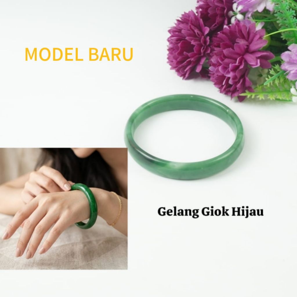 gelang batu giok titanium anti karat aksesoris fashion wanita