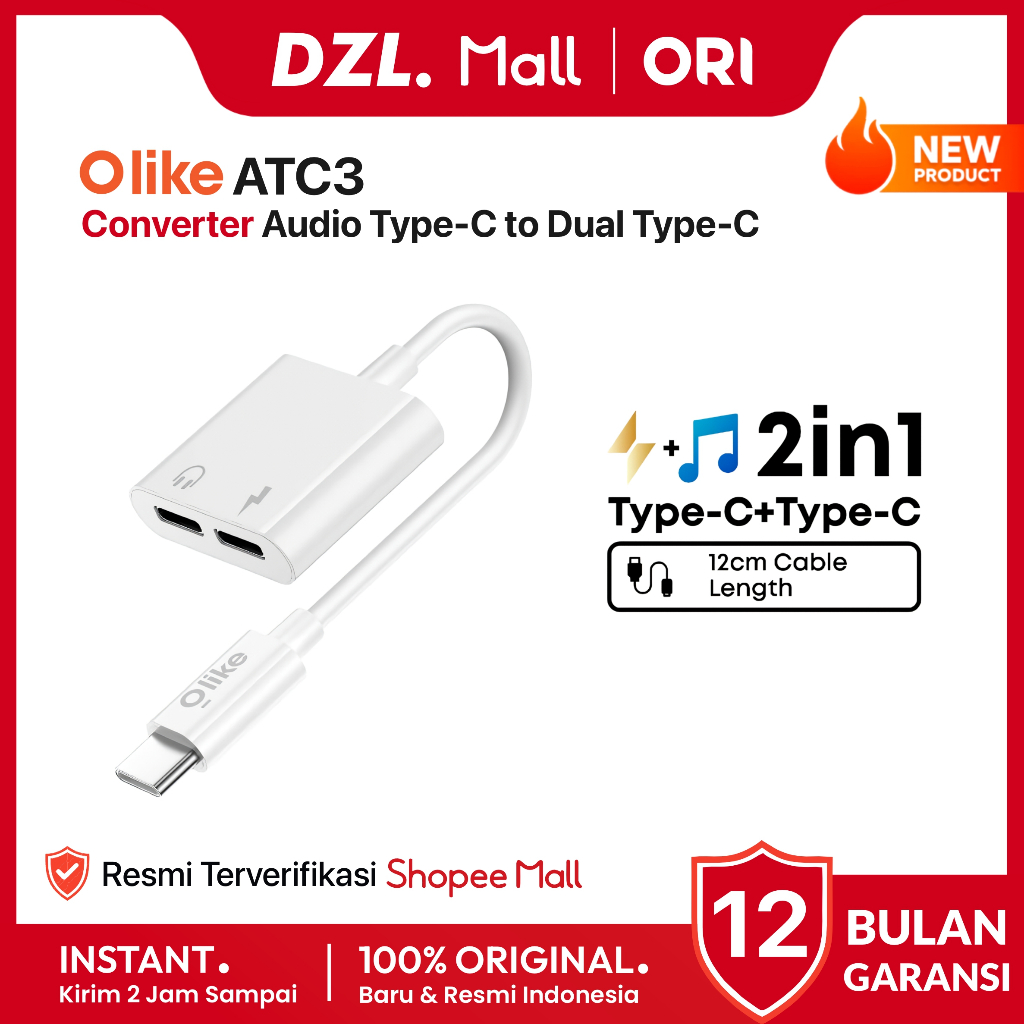DZL - Type C Splitter Audio Charging OLIKE ATC3 Dual Type C Fast Charging Headset