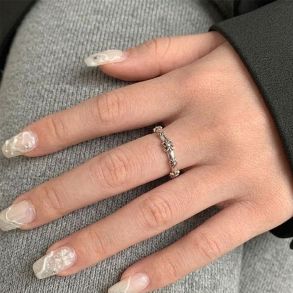 Cincin Pria Wanita Chrome Hearts Style Fleur De Lis Adjustable Ring Silver Alloy Retro Vintage Fashi