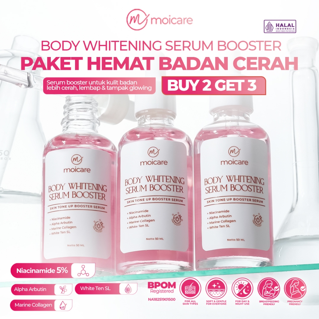 [Buy 2 Get 3] Moicare Body Whitening Serum Booster - 5% Niacinamide + Alpha Arbutin Mencerahkan Kuli