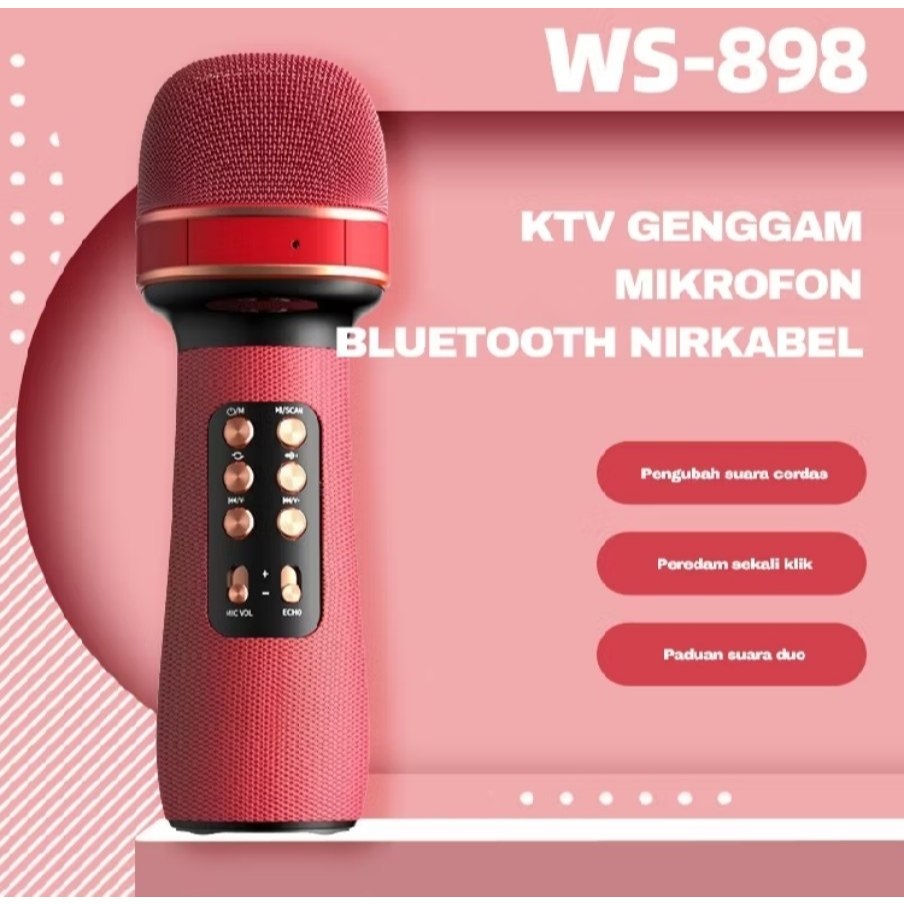 Mic bluetooth Original Wester KTV WS-898 Speaker Wireless Mikropon Smule Karaoke Microphone Portable